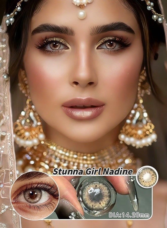 سيدة جديدة عدسات لاصقة ملونة بني 14.2مم, سنوية, عدسات ناعمة ومريحة, تأثير طبيعي لتكبير العين, عدسات عصرية, للجنسين, عدسات تجميلية - Image 4