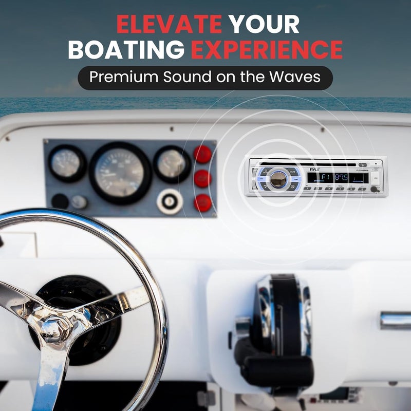 Pyle Boat Bluetooth Marine Stereo Receiver - Marine Head Unit Din Single Stereo Speaker Receiver - Wireless Music Streaming/Hands-Free Calling/CD Player/MP3/USB/Aux/ Marine AM FM Radio - PLCD43MRB - Image 5