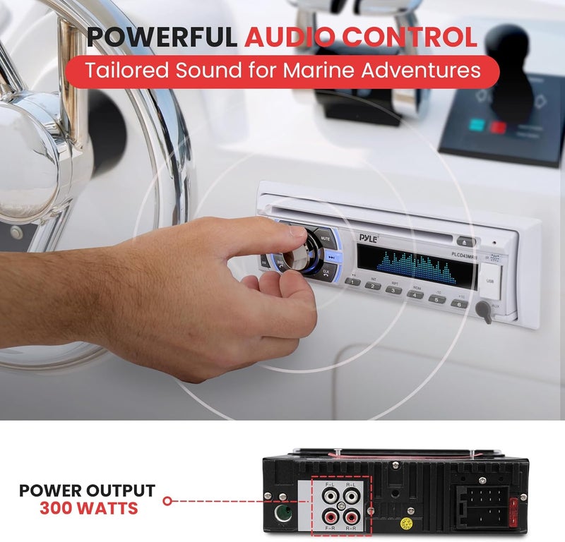 Pyle Boat Bluetooth Marine Stereo Receiver - Marine Head Unit Din Single Stereo Speaker Receiver - Wireless Music Streaming/Hands-Free Calling/CD Player/MP3/USB/Aux/ Marine AM FM Radio - PLCD43MRB - Image 2