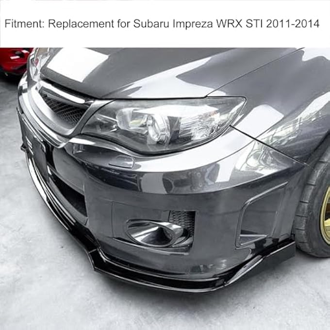 Brilluxa Front Bumper Lip Chin Splitter Spoiler 3 Segment Type Bumper Lip Kit Splitter Trim Protection Spoiler Trim Car Body Kit for Impreza WRX STI (Noir brillant) - Image 2