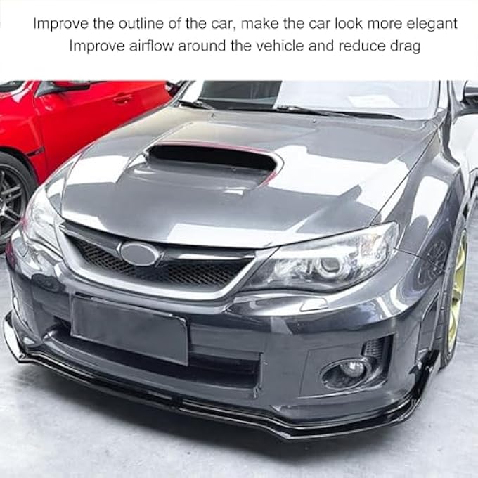Brilluxa Front Bumper Lip Chin Splitter Spoiler 3 Segment Type Bumper Lip Kit Splitter Trim Protection Spoiler Trim Car Body Kit for Impreza WRX STI (Noir brillant) - Image 5