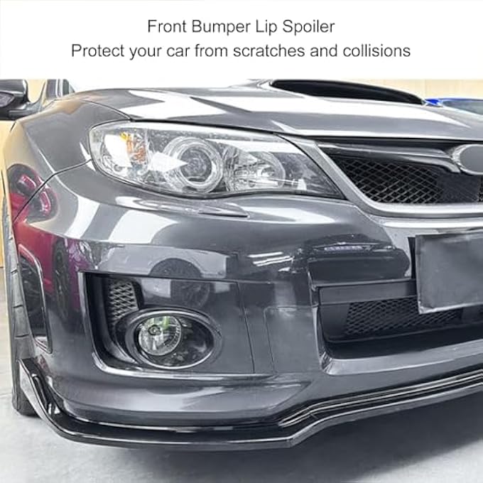 Brilluxa Front Bumper Lip Chin Splitter Spoiler 3 Segment Type Bumper Lip Kit Splitter Trim Protection Spoiler Trim Car Body Kit for Impreza WRX STI (Noir brillant) - Image 4