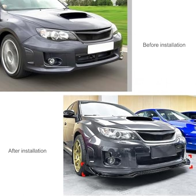 Brilluxa Front Bumper Lip Chin Splitter Spoiler 3 Segment Type Bumper Lip Kit Splitter Trim Protection Spoiler Trim Car Body Kit for Impreza WRX STI (Noir brillant) - Image 3