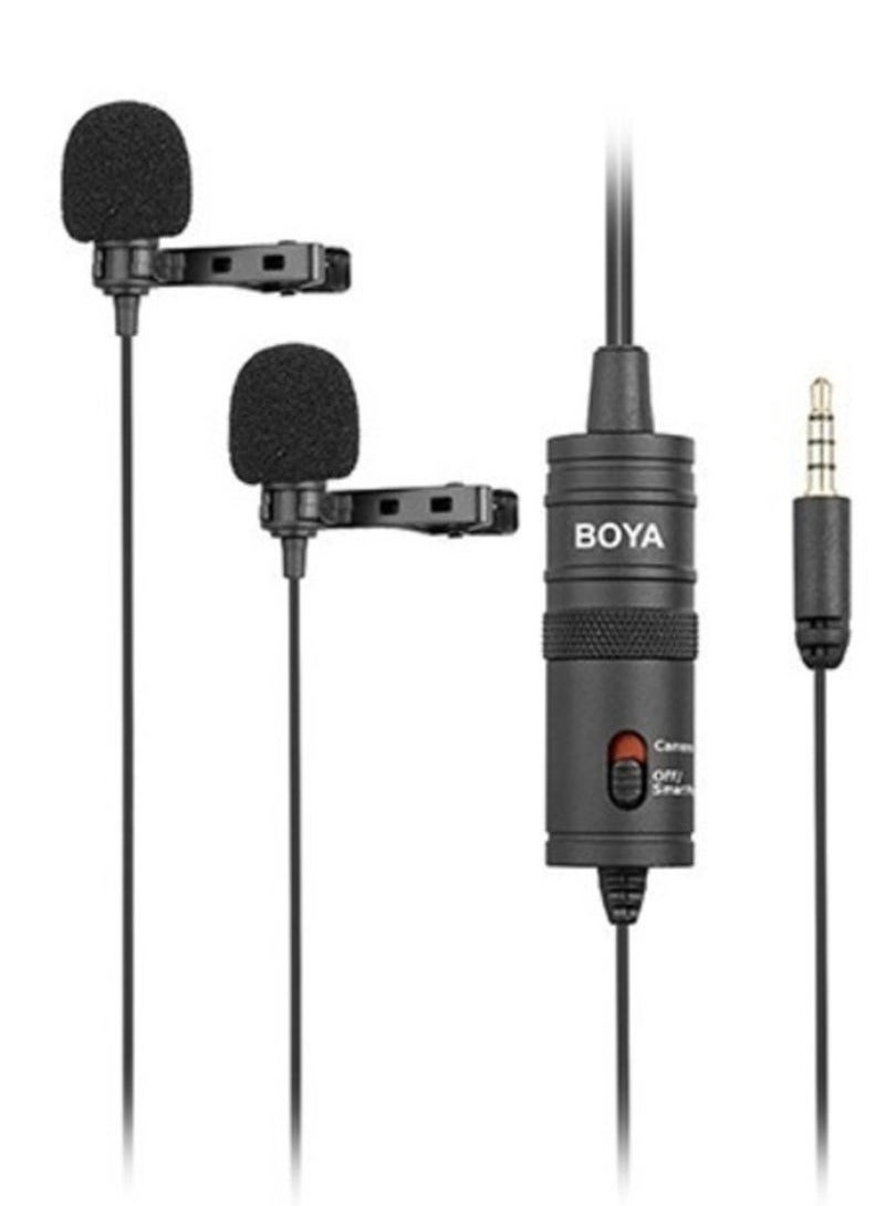 BOYA BY-M1DM Dual Lavalier Microphone – Professional Dual Omni-Directional Clip-On Lapel Mic for DSLR Cameras, Smartphones, Tablets & Laptops – High-Quality Audio Recording for Interviews, YouTube, Vlogging, Podcasts, Online Teaching & Content Creation - Image 1