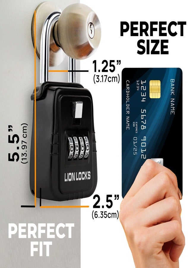 Lion Locks 1500 Key Lock Box with Code, Lockbox for Keys Outdoor, Realtor Lock Box for Short-Term Rentals, Holds 5 Keys (2 Pack, Black) - Image 2