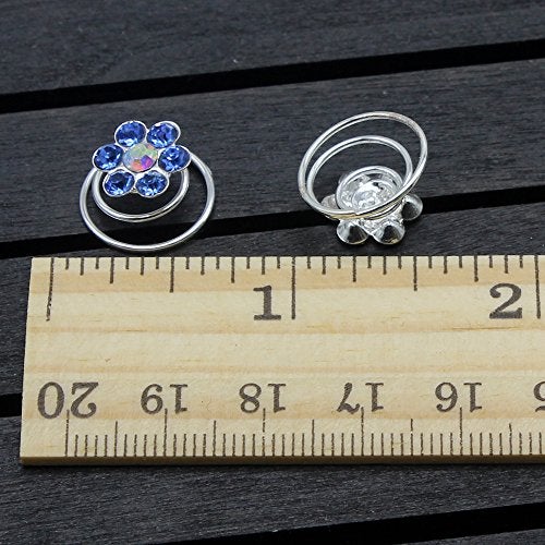 Newstarfactory Rhinestone Studded Collection Flower Spiral Hair Pin Pack of 12 (Dark Blue) - Image 3