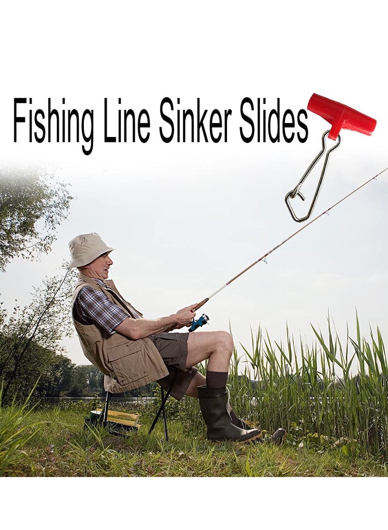 KASTWAVE 40 Pieces Fishing Line Sinker, Slides T-shape Line, Fishing Finder Clip with Duo Lock Snapsfor Sea Fishing, Red - Image 4