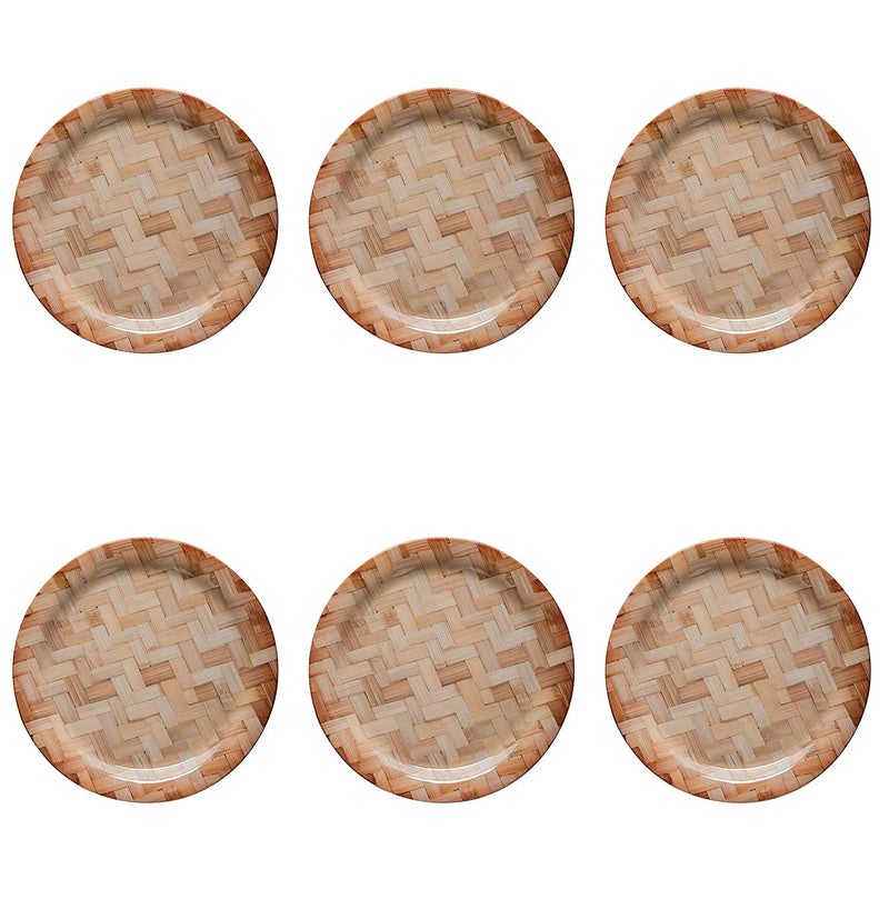 Urmila Plastic® Melamine Bamboo Printed Serving Plates (11 Inches) - Set of 6 - Image 4