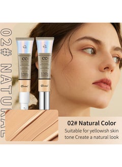 OCHEAL CC Cream, Full Coverage Foundation With SPF 50+ Whitening Sunscreen, CC Cream Foundation Anti-Redness, Colour Correcting And Brightening Face Cream, Skin Tone Adjusting CC Cream, Natural  - Image 2