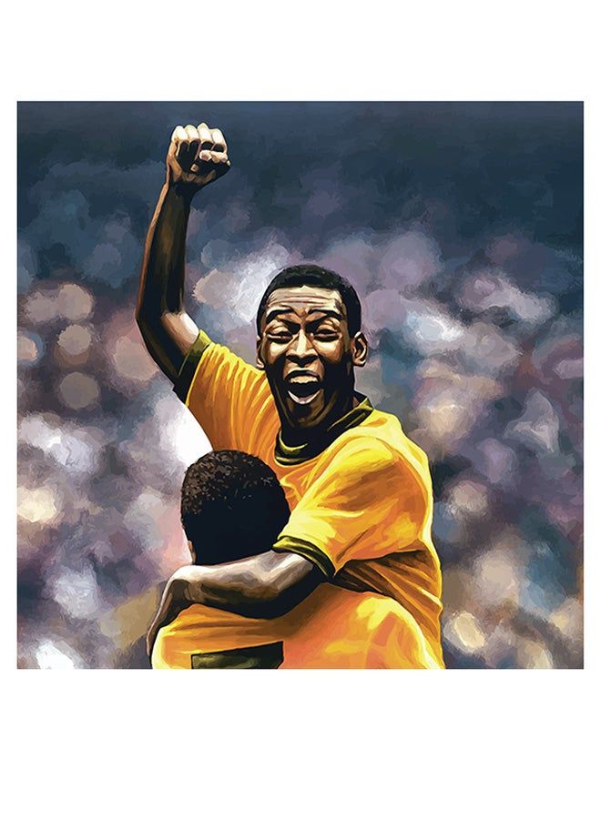 RYN Pele Themed Decorative Wall Art Yellow/Black/Grey 30x30cm - Image 2