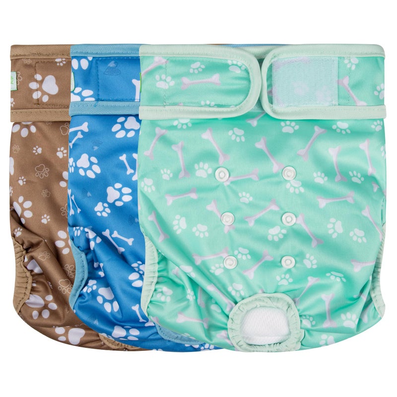 wegreeco Washable Female Dog Diapers Highly Absorbent Reusable Diapers for Dog in Heat Period, 3 Pack (Dog Bone, Small) - Image 1