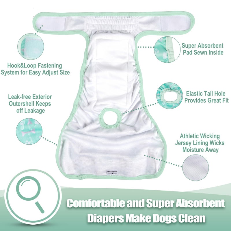 wegreeco Washable Female Dog Diapers Highly Absorbent Reusable Diapers for Dog in Heat Period, 3 Pack (Dog Bone, Small) - Image 4