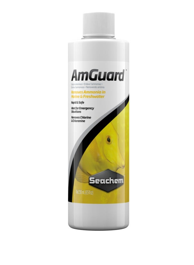 Seachem سيكيم أمغوارد. مثالي لحالات الطوارئ، يزيل الكلور والكلورامين 250 مل (8.5 أونصة سائلة)