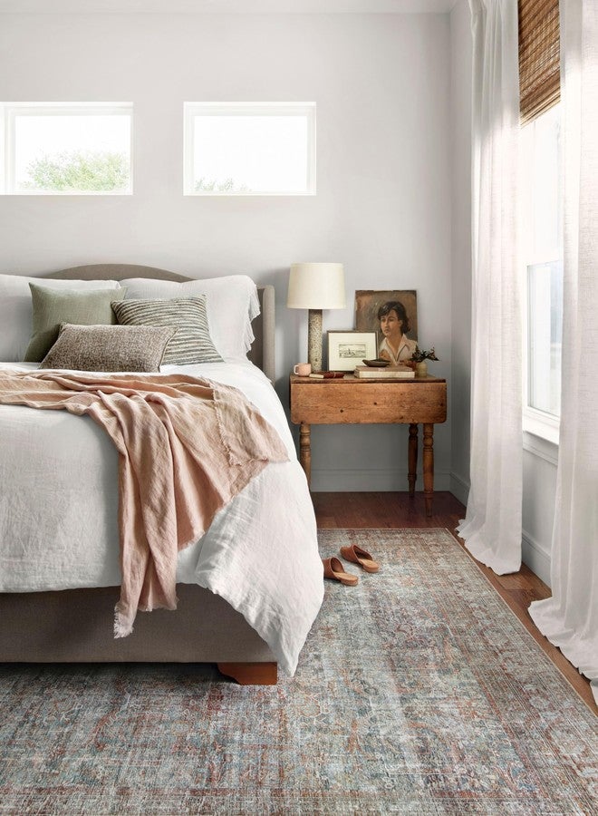 Loloi Chris Loves Julia Jules Collection JUL-05 Lagoon/Brick 2'-6'' x 9'-6'', .13" Pile Height, Runner Rug - Image 2