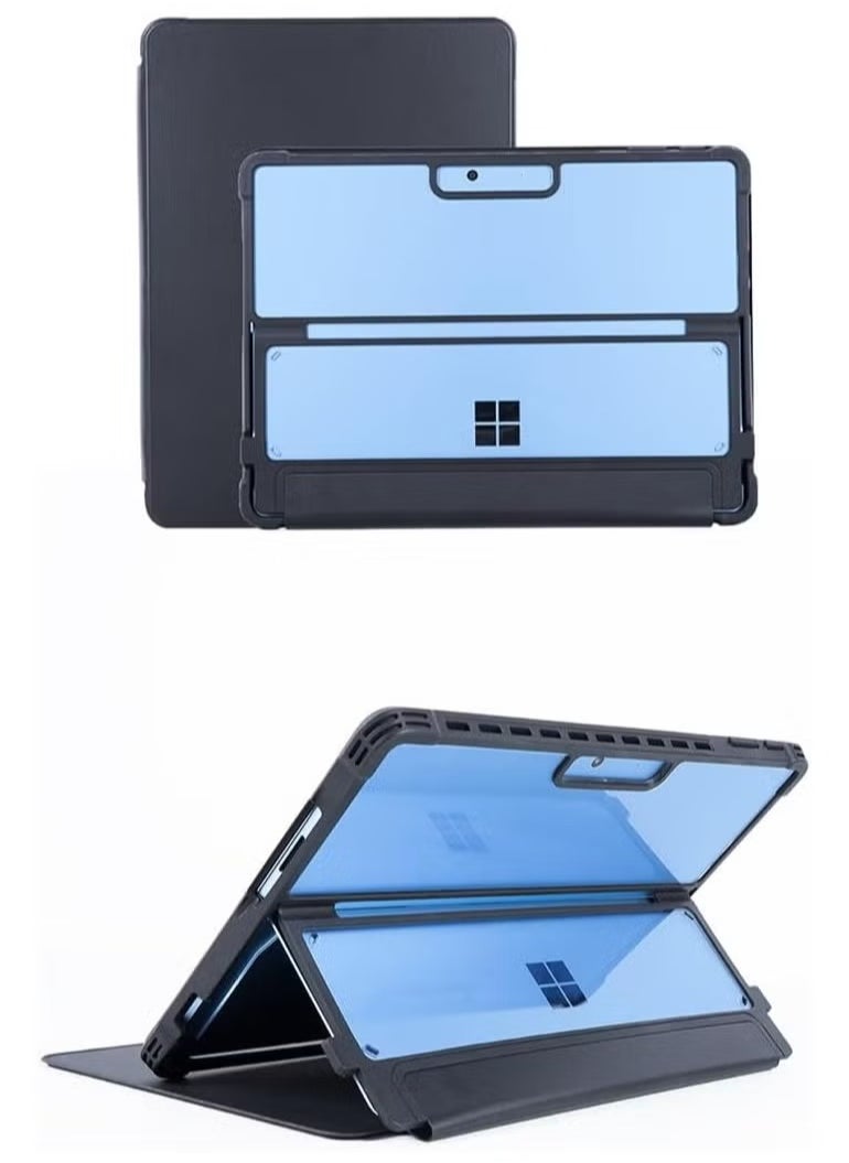 13 Inch Microsoft Surface Pro 11 / Pro 10 / Pro 9,Multi-Angle Stand Rugged Clear Leather Protective Cover, Compatible with Type Cover Keyboard  - Image 4