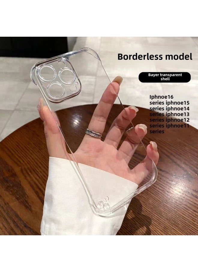 Generic - All-inclusive PC Transparent Phone Case IPhone16promax For Apple 15 With Lens Film 13 Anti-drop 14 Hard Shell-Color:Half Package Borderless Fine Hole-pc Transparent -Applicable Models:Apple 14promax - Image 1