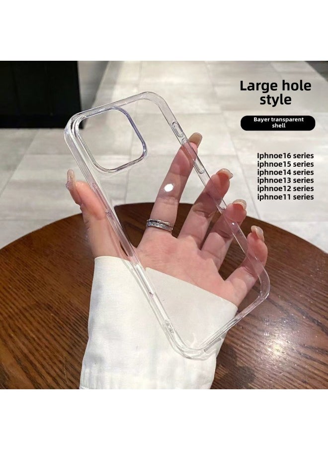 Generic - All-inclusive PC Transparent Phone Case IPhone16promax For Apple 15 With Lens Film 13 Anti-drop 14 Hard Shell-Color:Half Package Borderless Fine Hole-pc Transparent -Applicable Models:Apple 14promax - Image 1