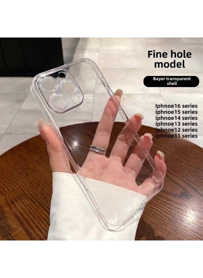 Generic - All-inclusive PC Transparent Phone Case IPhone16promax For Apple 15 With Lens Film 13 Anti-drop 14 Hard Shell-Color:Half Package Borderless Fine Hole-pc Transparent -Applicable Models:Apple 14promax - Image 1