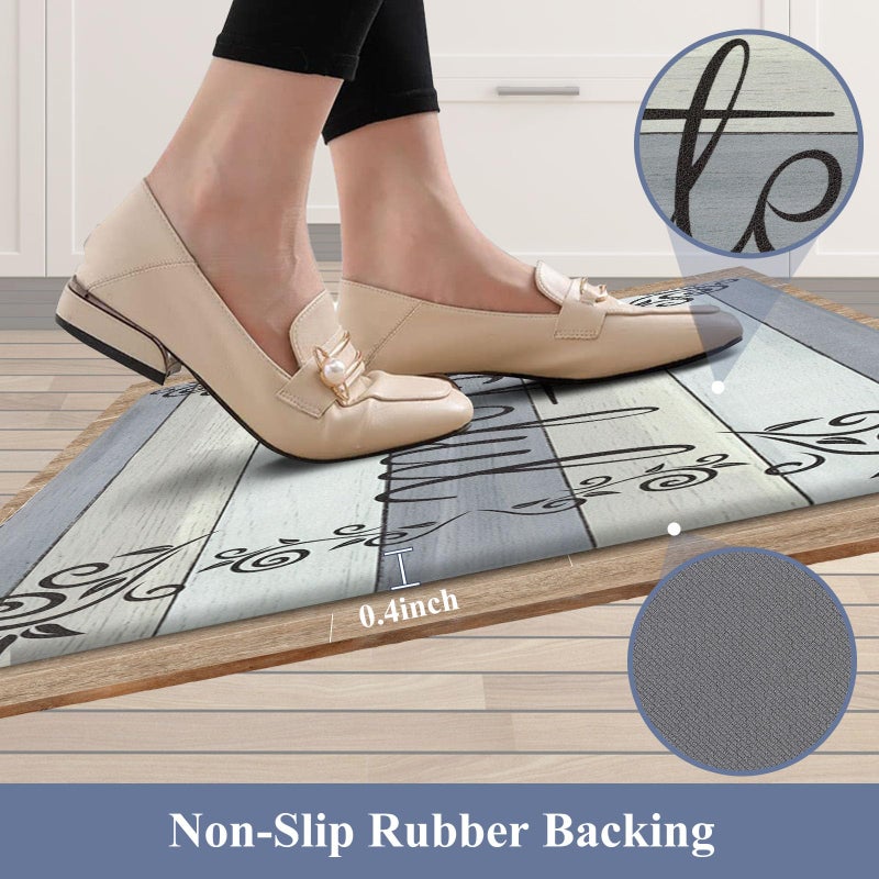HEBE Anti Fatigue Kitchen Mat Set of 2 Non Slip Cushioned Kitchen Mats for Floor Waterproof Farmhouse Kitchen Rugs and Mats Set Comfort Standing Desk Mat Carpet for Sink,Office,Laundry - Image 5