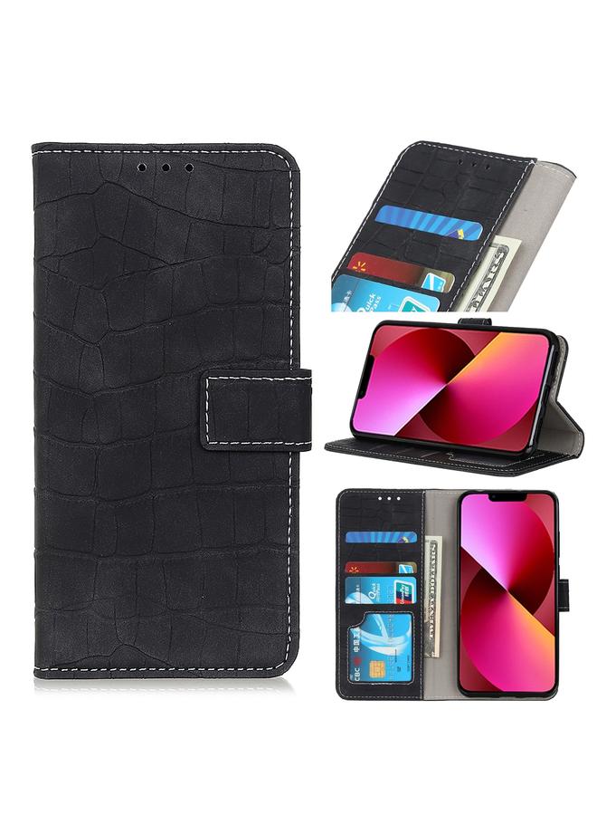 اس-توب جراب جلدي بتصميم جلد التمساح لهاتف iPhone 13 مع حامل وفتحات للبطاقات ومحفظة - Image 1