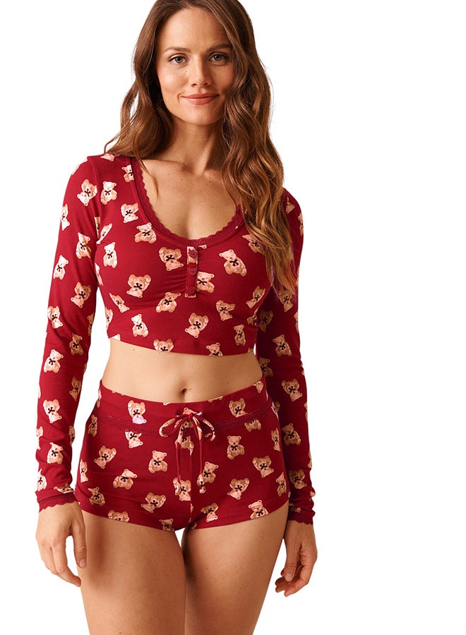 La Vie en Rose Buffalo Plaid Super Soft Long Sleeve Crop Top - Image 1