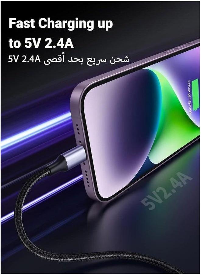 بروماس كابل شحن سريع مضفر معتمد من MFi من PROMASS بطول 2 متر، USB A إلى Lightning، متوافق مع iPhone 14 Pro/14 Pro Max/14/14 Plus/13/12/11/X/8/7 - Image 5