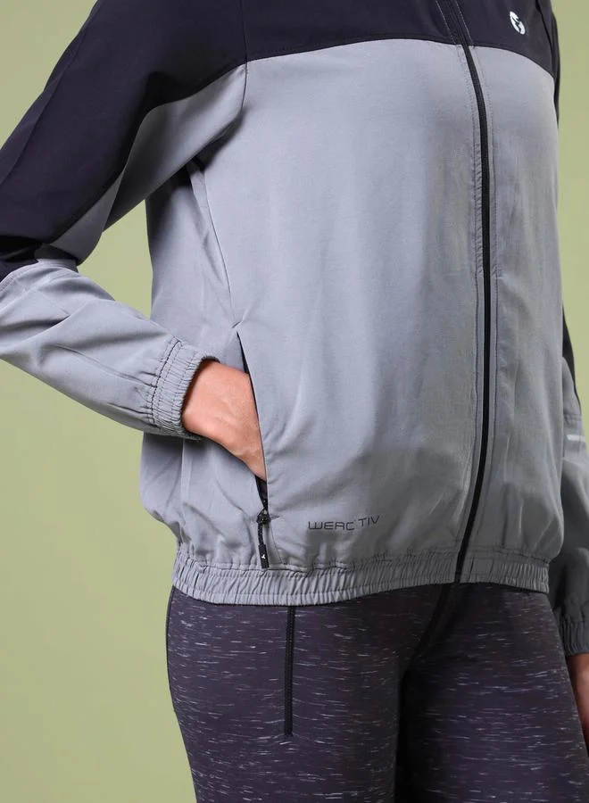 Technosport Color Block Long Sleeves Woven Jacket by Styli