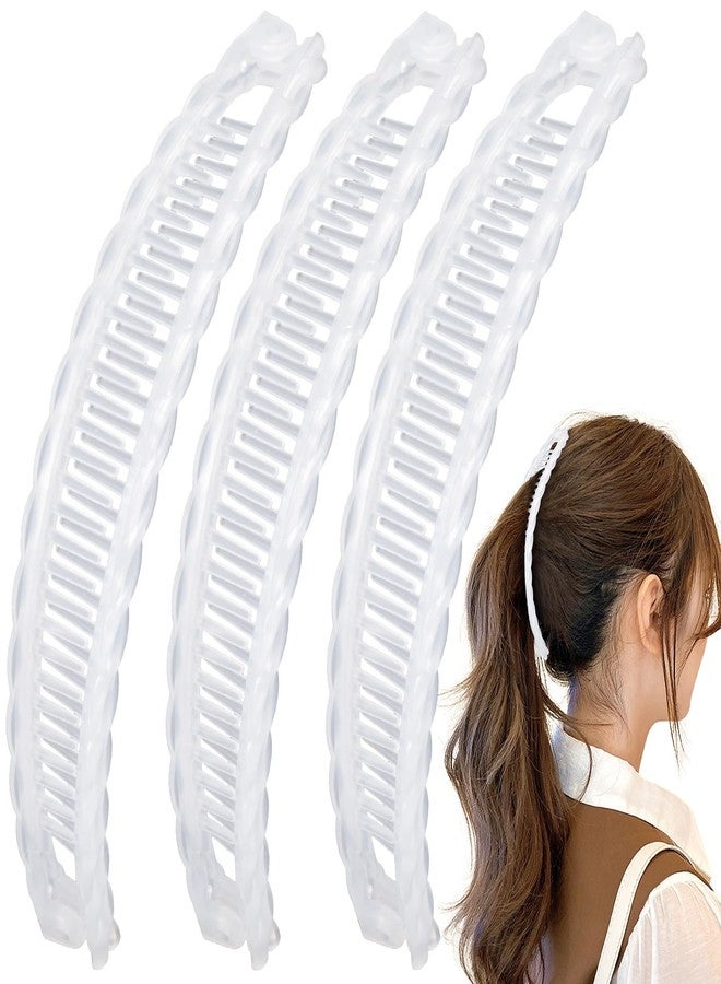 Mxxipp 3pcs French Banana Clips, Non-Slip Classic Large Hairstyle Claws, Double Combs Hair Holder for Women Curly Straight Long Thick Thin Hair- Clear - Image 1