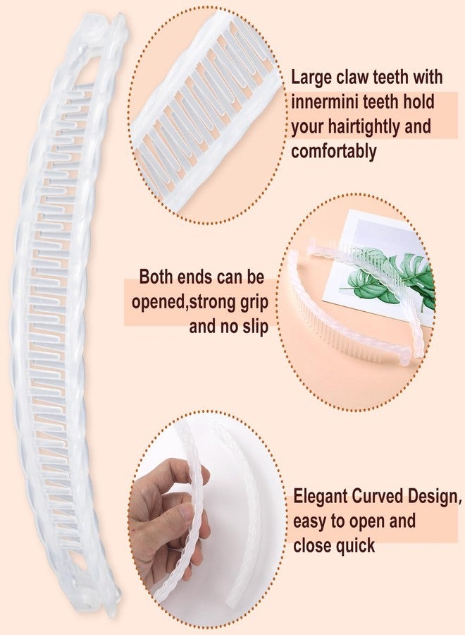 Mxxipp 3pcs French Banana Clips, Non-Slip Classic Large Hairstyle Claws, Double Combs Hair Holder for Women Curly Straight Long Thick Thin Hair- Clear - Image 3
