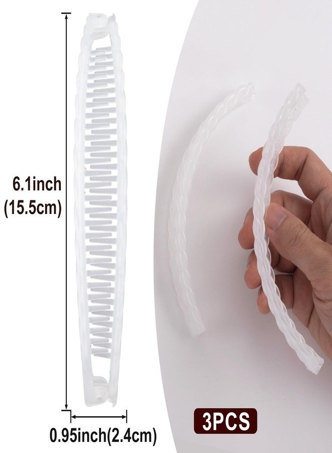 Mxxipp 3pcs French Banana Clips, Non-Slip Classic Large Hairstyle Claws, Double Combs Hair Holder for Women Curly Straight Long Thick Thin Hair- Clear - Image 2