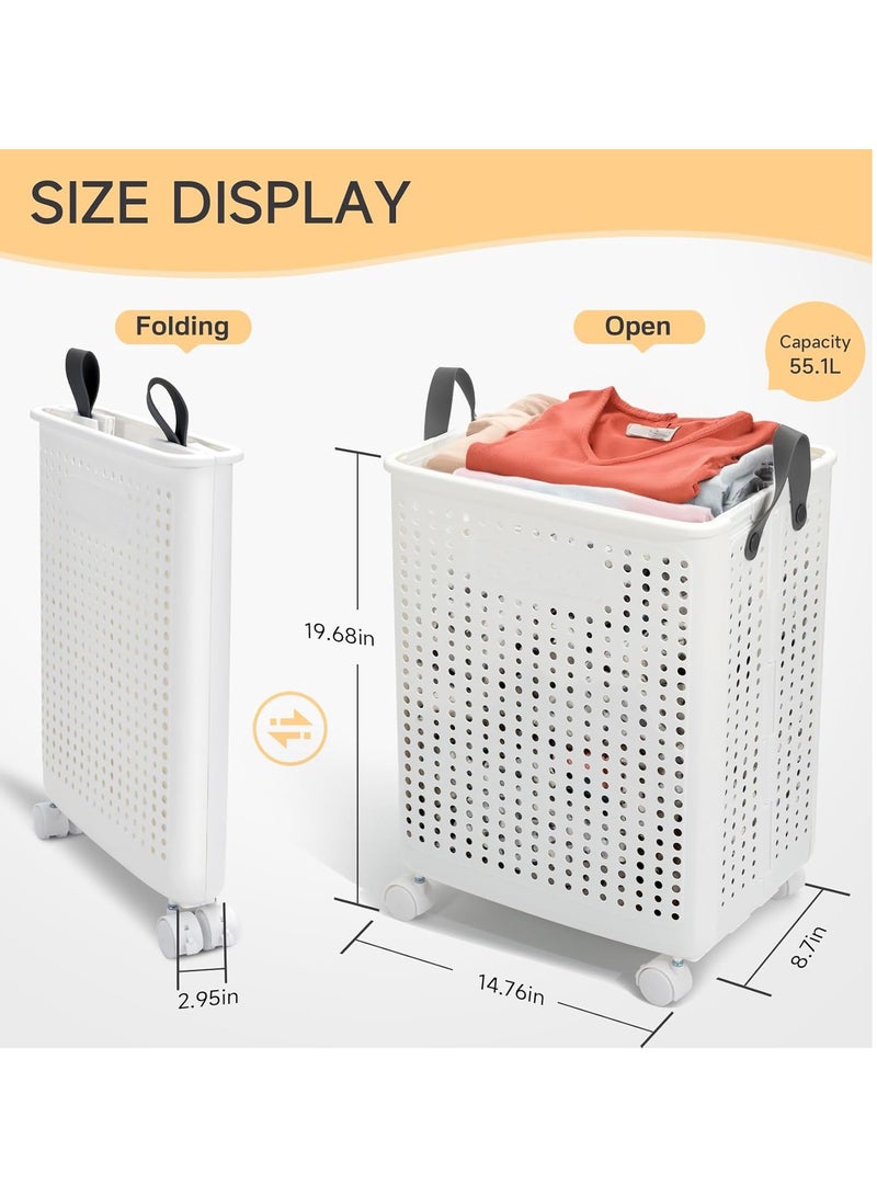 يوڠام سلة غسيل قابلة للطي بعجلات – سعة كبيرة، خفيفة الوزن وتوفير للمساحة، مثالية للمنزل، غرفة الغسيل أو السفر - Image 2