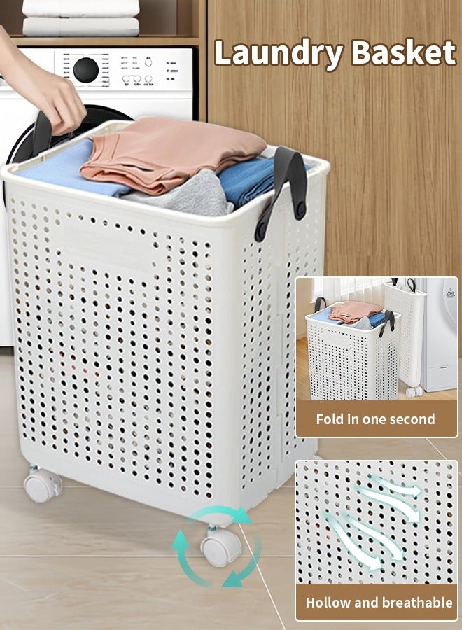 يوڠام سلة غسيل قابلة للطي بعجلات – سعة كبيرة، خفيفة الوزن وتوفير للمساحة، مثالية للمنزل، غرفة الغسيل أو السفر - Image 1