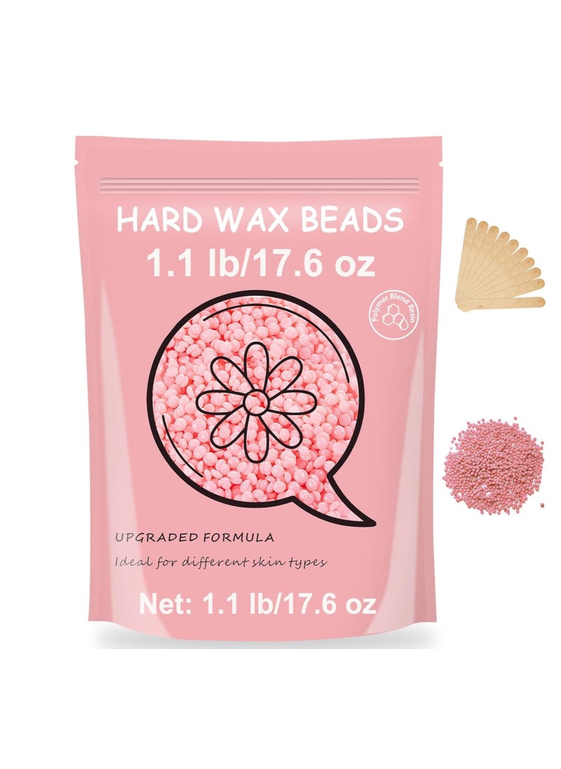 Bouvetan - Hard Wax for Hair Removal, 1.1lb/17.6oz, Sensitive Skin wax Beads for Face, Legs, Armpit, Brazilian, Bikini and Full Body at Home, Natural and Gentle Waxing Beads (Rose) - Image 1