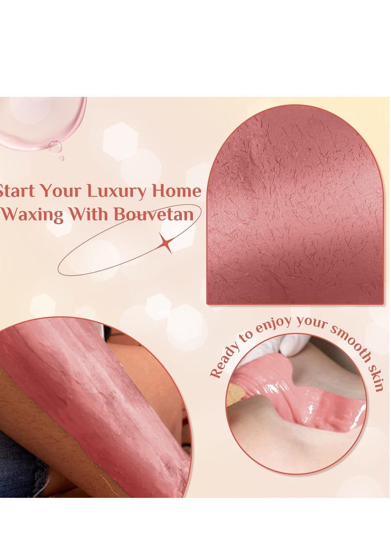 Bouvetan - Hard Wax for Hair Removal, 1.1lb/17.6oz, Sensitive Skin wax Beads for Face, Legs, Armpit, Brazilian, Bikini and Full Body at Home, Natural and Gentle Waxing Beads (Rose) - Image 1