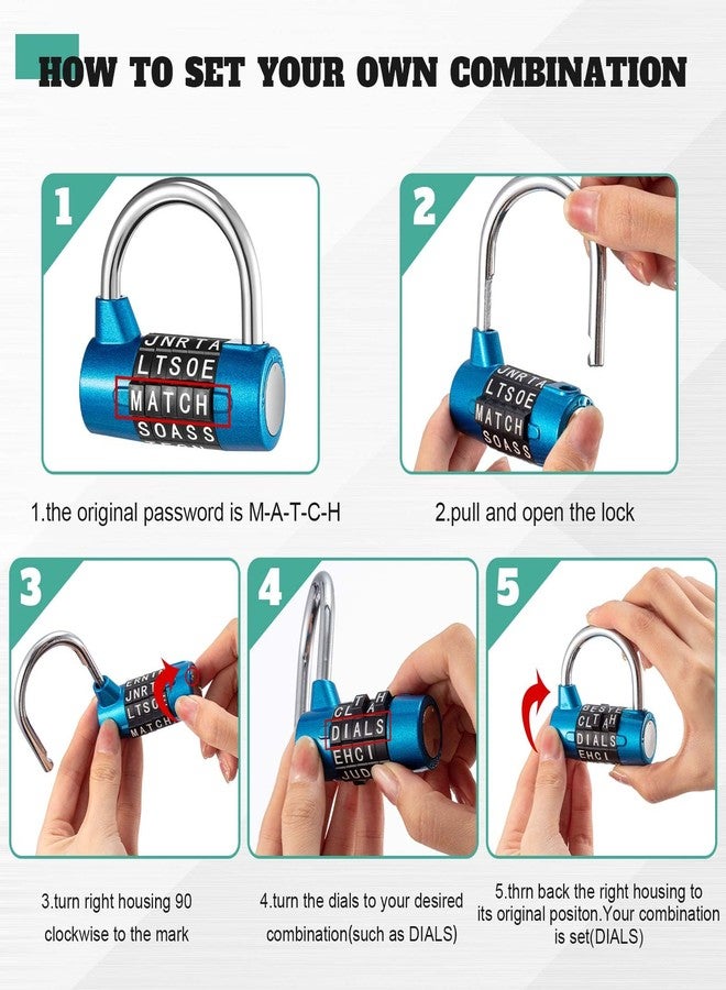 Shimeyao 2 Pcs 5 Letter Combination Lock Metal 5 Digit Lock Heavy Duty Word Gym Locker Keyless Resettable Safety Padlock for School Gym Locker Toolbox Hasp Cabinet(Blue, Red) - Image 5