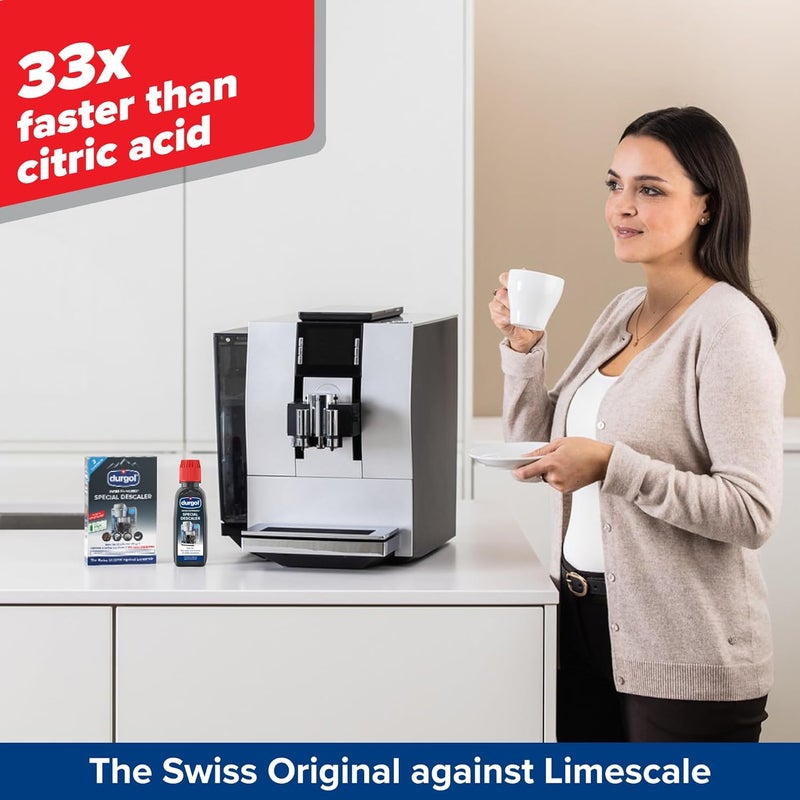 Durgol Swiss Espresso, Descaler and Decalcifier for All Brands of Espresso Machines and Coffee Makers, 4.2 Fluid Ounces (Pack of 4) All consumer tier purchase options - Image 3