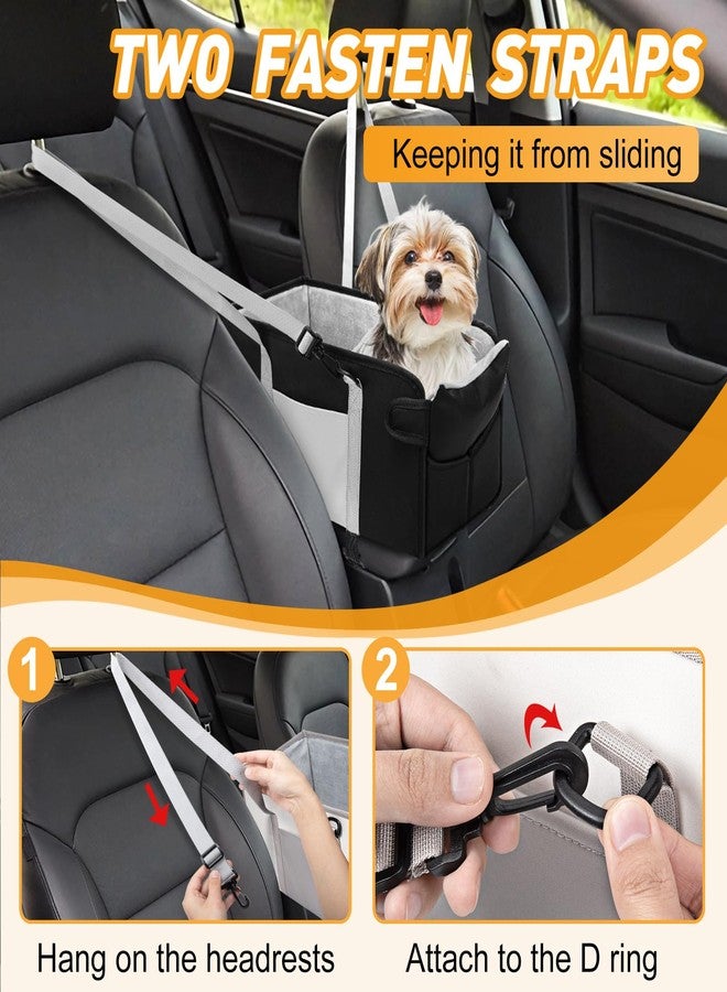 NECKORY Portable Dog Car Seat for Small Dogs - Adjustable Safety Leash, Washable Cushion & Storage Pocket - Pet Booster Seat for Car Travel- Carbon Black - Image 5