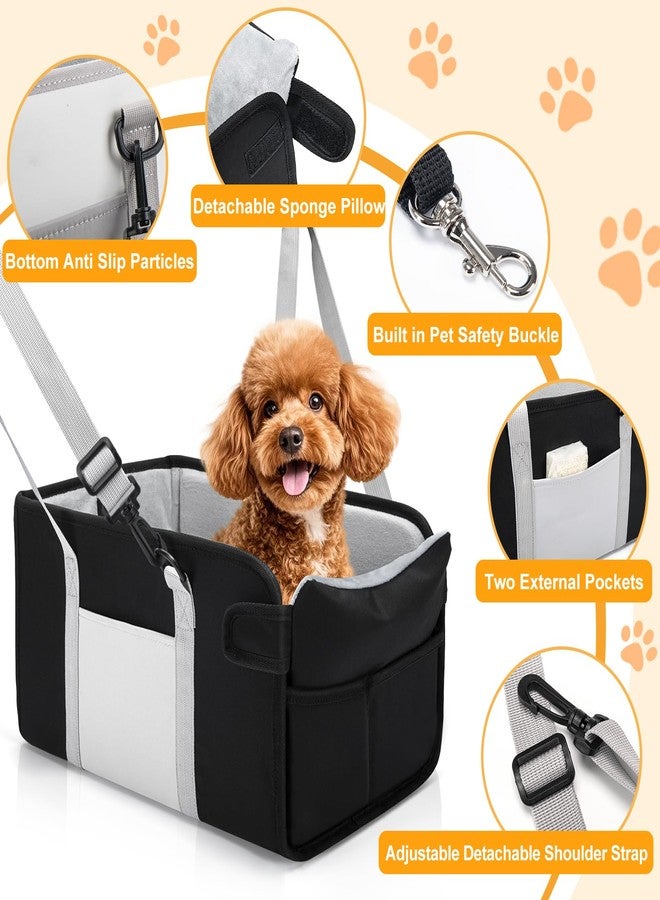 NECKORY Portable Dog Car Seat for Small Dogs - Adjustable Safety Leash, Washable Cushion & Storage Pocket - Pet Booster Seat for Car Travel- Carbon Black - Image 3