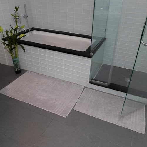 Mosobam Luxury Turkish Bath Mat 20X34 Light Grey (Gray) 1000 GSM Bamboo Viscose & Aegean Turkish Combed Cotton - Image 3