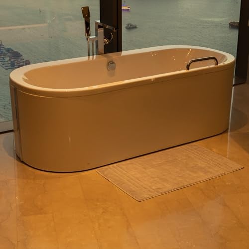 Mosobam Luxury Turkish Bath Mat 20X34 Light Grey (Gray) 1000 GSM Bamboo Viscose & Aegean Turkish Combed Cotton - Image 2