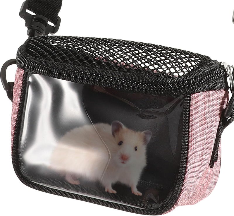 Alipis Portable Hamster Carrier Bag with Breathable Mesh, Small Pink-Brown Pet Sling for Hedgehog Squirrel Chinchilla, Outdoor Travel Pouch for Small Animals - Image 4