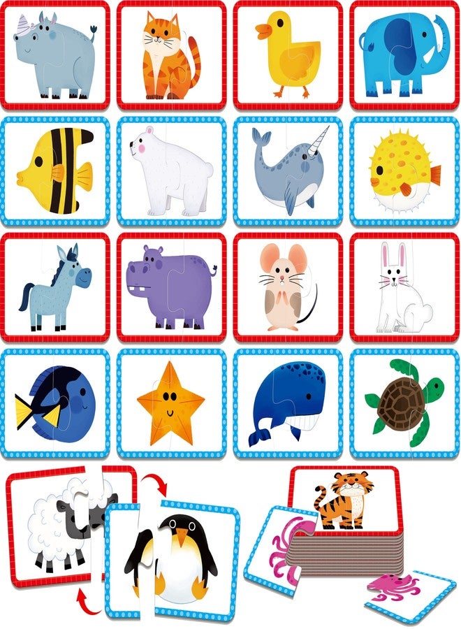 SpriteGru 48 Animal Memory Puzzles with Error Correction, Self-Correcting Puzzle Match Game, Educational Activities for Toddlers in Kindergarten, Animal Designed Educational Toys for 2 Year Olds - Image 1
