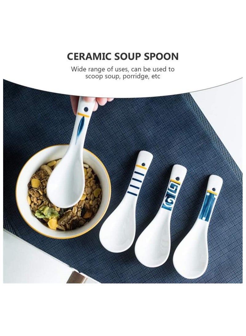 مجموعة ملاعق حساء خزفية 4 قطع مثالية لنودلز الرامن، والونتون، والزلابية، والحلويات، أدوات المائدة الآسيوية - Image 2