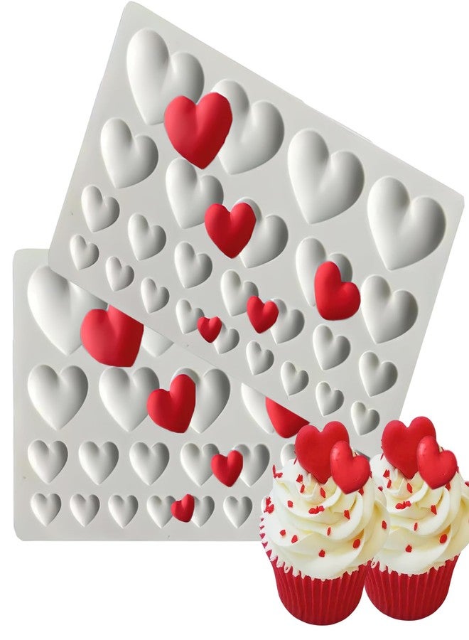 Furimuk 2 Pcs Heart Silicone Molds, Different Sizes Heart Chocolate Mold Heart Shape Candy Molds for Cookie Decor, Pastry, Cake, Jelly,Chocolate Making - Image 1