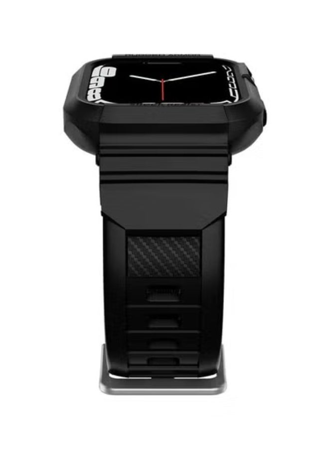 Spigen Rugged Armor Pro Apple Watch Band with Case – Compatible with Series 8, 7, 6, SE, 5, 4 (Black) - Image 4