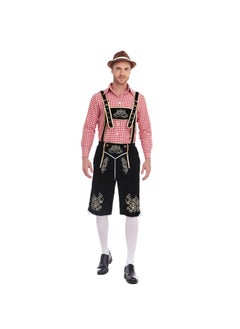 Oktoberfest Mens Beer Costume Set3645 [pink coat black pants brown hat]] 3645 [pink coat black pants brown hat]]