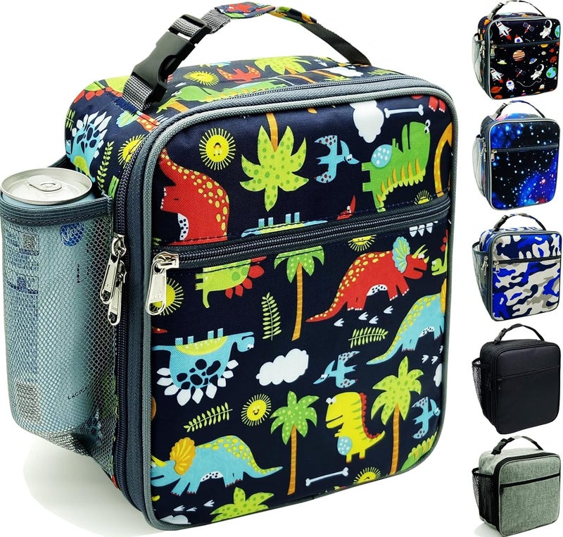 Kulle Kids Lunch Box,Insulated Lunch Box for Boys and Girls,Freezable Lunchbox, Lunch Bag kids Reusable Lunch Boxes for School,Work,Outdoor(Dinosaur) - Image 1