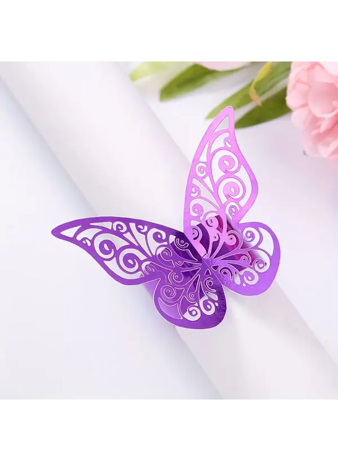 Elegant Reflective Rose Laser Cut Butterfly Napkin Ring Foldable Decorative Polyethylene Terephthalate Tie For Table Settings Office And Reading Durable Plastic Butterfly Decor 50 Pieces Per Pack - Image 4