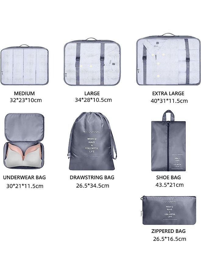 Arabest 7 Set Packing Cubes for Suitcases,Travel Luggage Packing Organizers with Laundry Bag, Compression Storage Shoe Bag, Clothing Underwear Bag, For Man & Women (Gray) - Image 5