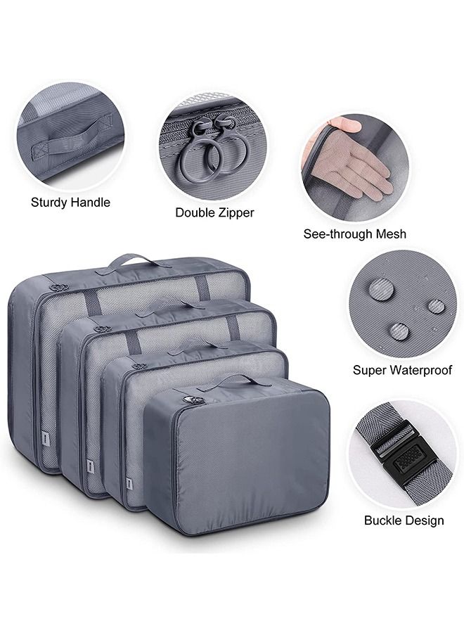 Arabest 7 Set Packing Cubes for Suitcases,Travel Luggage Packing Organizers with Laundry Bag, Compression Storage Shoe Bag, Clothing Underwear Bag, For Man & Women (Gray) - Image 3